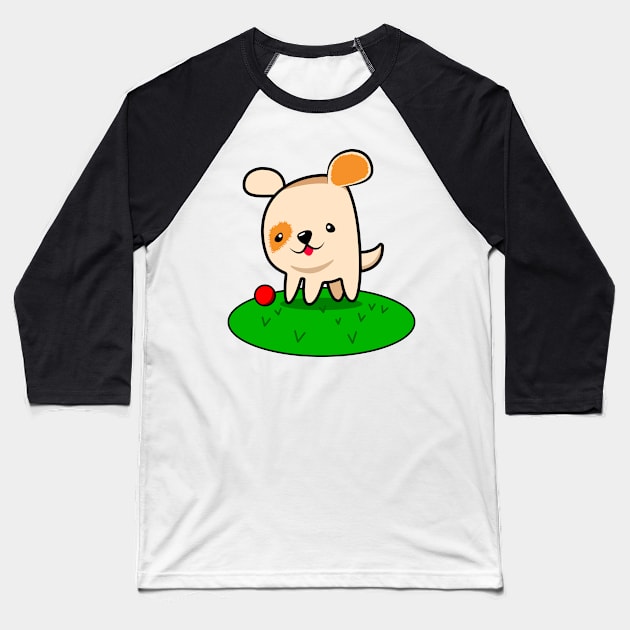 Playful Dog. Baseball T-Shirt by LeonLedesma